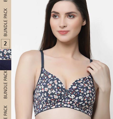 Pack of 2 Non-Wired Lightly Padded Push-Up Bra